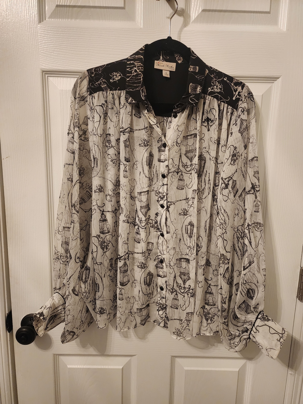 Nicole Richie for Impulse Black & White Printed Blouse